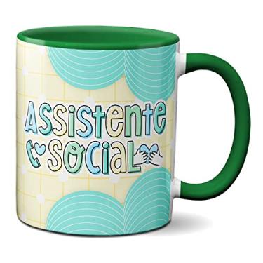 Imagem de Caneca Profissão Assistente Social Presente Fofo Criativo (Verde)