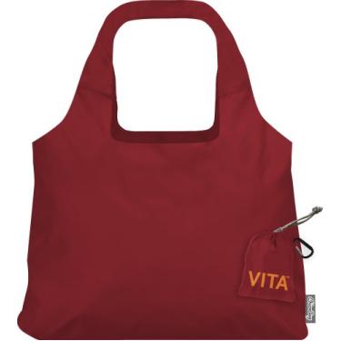 Imagem de ChicoBag VITA Bolsa de compras reutilizável com bolsa anexada e clipe de mosquetão, bolsa de ombro compacta, vermelha