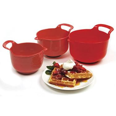 Imagem de Norpro 1020, vermelho, tigelas de mistura, conjunto de 3, 11,5 cm x 22 cm x 17 cm