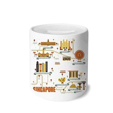 Imagem de DIYthinker Caixa de moedas vintage de Singapura, porta-moedas de cerâmica, presente de cofrinho