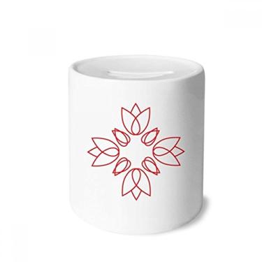 Imagem de DIYthinker Caixa de moeda de cerâmica com estampa de flor de linha, caixa de dinheiro para presente de cofrinho