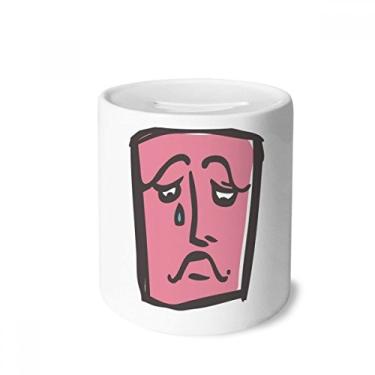 Imagem de DIYthinker Caixa de cerâmica com desenho de rosto abstrato triste e porta-moedas com porta-moedas