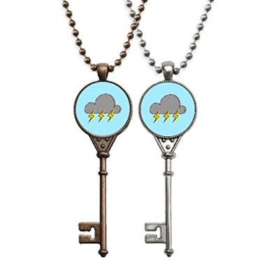 Imagem de OFFbb-USA Colar de chaves Dark Clouds Thunder Rain com pingente de joia para decoração de casal