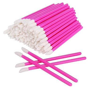 Imagem de 150 pincéis de lábios descartáveis pincel de maquiagem caneta batom batom rímel escova limpa escova de cílios aplicador rosa