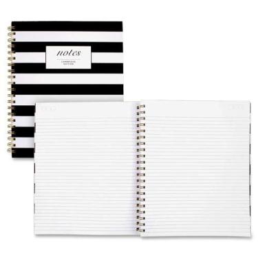 Imagem de Notebook preto e branco listrado capa rígida, 28 x 22 cm, 80 folhas