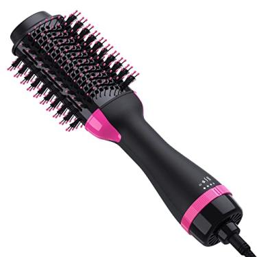 Imagem de Escova de secador de cabelo em um, secador de cabelo e modelador de cabelo profissional 4 em 1 escova de ar quente, escova de secador de cabelo com íons negativos anti-frisagem para para a mãe