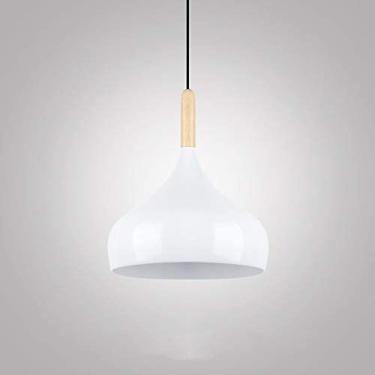 Imagem de Lustre Interno Luminária Nordic Simple Bar Suspensão Luminária Pendente Colorida Restaurante Quarto Luzes De Cabeceira Arte Moderna E Luminária Criativa Base E27 Com Madeira E Alumínio,Branco,Cons