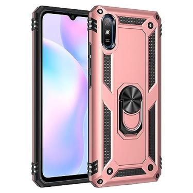 Imagem de Para Xiaomi 9 9A 9AT 9C 9T 10 10A 10C Shockproof Armor Phone Case para Redmi 9 Power 10 Prime Ring Stand Bumper Back Cover, Rose, for 9