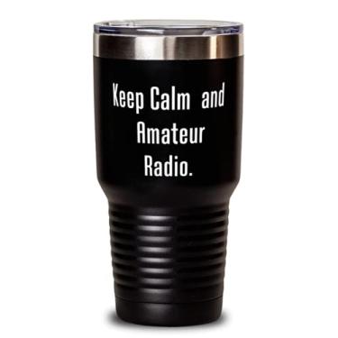 Imagem de Keep Calm and Amateur Radio Tumbler 850 g, copo isolado por rádio amador, chique para rádio amador