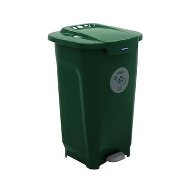 Imagem de Lixeira para Coleta Seletiva com Pedal Tramontina T-Force em Polipropileno Verde - 50 L