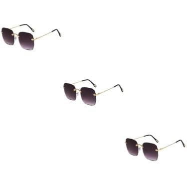 Imagem de Adorainbow 3 Peças Óculos De Sol Femininos Óculos De Sol Femininos Óculos De Sol Sem Aro Óculos De Sol Femininos Óculos De Sol De Meia Armação Óculos De Sol De Resina Óculos Sem Aro Óculos