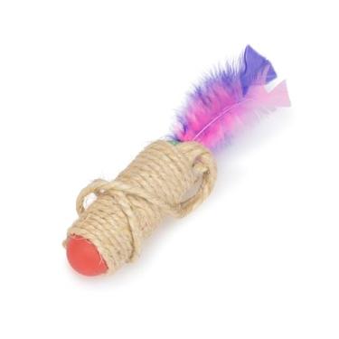 Imagem de Brinquedo para Gato Arranhador Sisal Chocalho e Penas