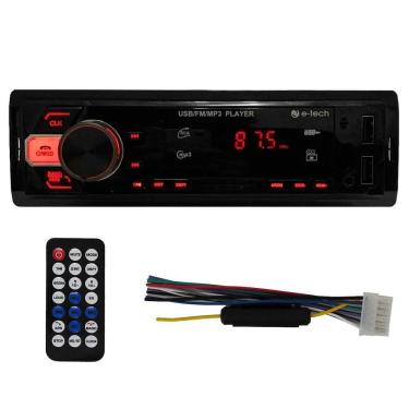Imagem de Som Automotivo Rádio MP3 E-Tech Light Bluetooth USB SD Card