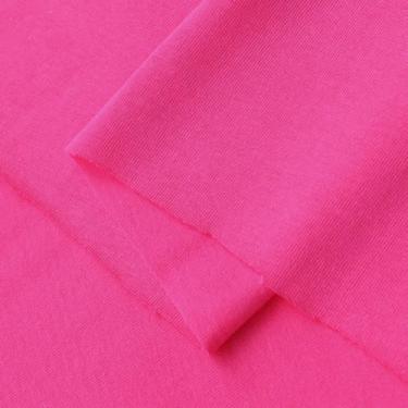 Imagem de Verão algodão malha tecido liso roupas bebê BJD camiseta manga curta moletom fino (66 rosa, 6 jardas pré-cortado)