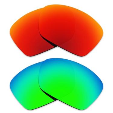 Imagem de Alphax 2 pares de lentes polarizadas de substituição para óculos de sol Costa Del Mar Galveston 06S9073 - Vermelho + Verde