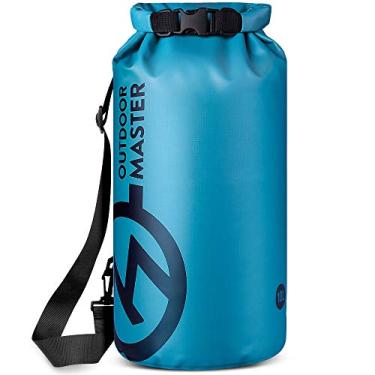 Imagem de Saco Seco OutdoorMaster – Bolsa Impermeável – Acessórios Kayak Mochila Impermeável para a Praia, Rafting, Pesca, Caiaque, Natação, Presentes de Barco para Homens e Mulheres, Blue-Big logo, 10L