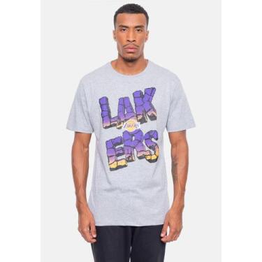 Imagem de Camiseta Nba Rock Team Los Angeles Lakers Cinza Mescla