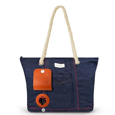 Imagem de CORK & VINE Sacola de vinho, isolada, à prova de vazamento, com alça de corda náutica | 3 x bolsa de bebida de 1,5 litros incluída, Jeans, One Size