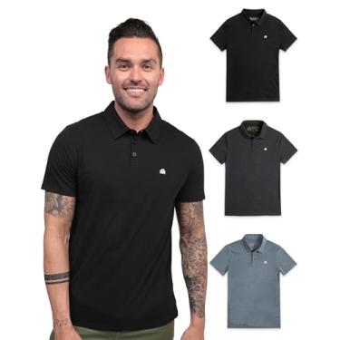 Imagem de INTO THE AM Camisas polo para homens - Camisa masculina com colarinho de ajuste confortável P - 4GG camisas de golfe clássicas de manga curta, Marca preto/carvão/índigo, GG