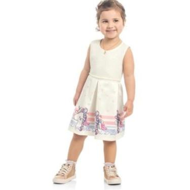 Imagem de Vestido Infantil Verão, Com busto em Laise e Cinto em Pérolas, Unicórnio - Kamylus-Feminino