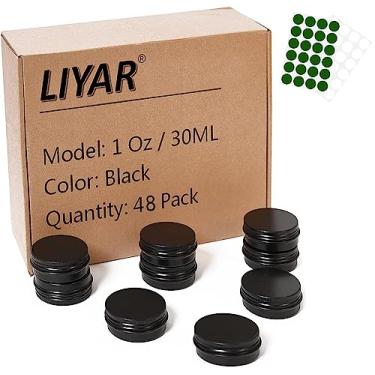 Imagem de TMO 28 g Lata de metal 30 g Amostra de protetor labial Latas de alumínio recipientes de lata com tampas tampa tampa rosqueada latas de armazenamento vazios, pacote com 14 (preto)