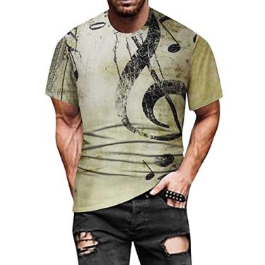 Imagem de Camisetas masculinas estampadas com gola canoa para homens manga curta divertida verão outono camiseta 2024, P-884 Amarelo Mostarda, XXG