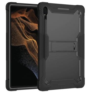 Imagem de estojo protetor para tablet Capa para tablet compatível com Samsung Galaxy Tab S8 Ultra 14,6" (SM-X900/X906) Capa com suporte para caneta, capa protetora híbrida à prova de choque e robusta com suport