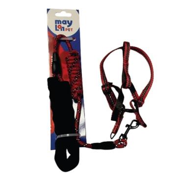 Imagem de Coleira Com Guia Peitoral De Seda Para Cães Menores E Gatos (Vermelho)