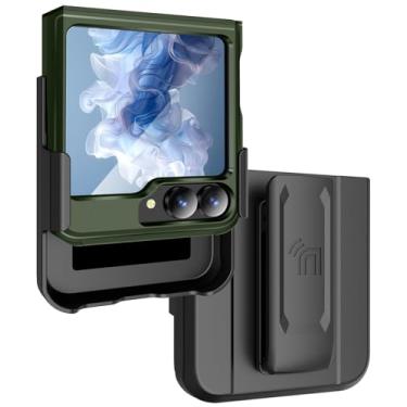 Imagem de Combo de capa e clipe de cinto Rizz para celular Samsung Galaxy Z Flip 6, capa híbrida robusta Nakedcellphone [com proteção de painel de dobradiça oculta] e suporte giratório para coldre Z Flip6 -