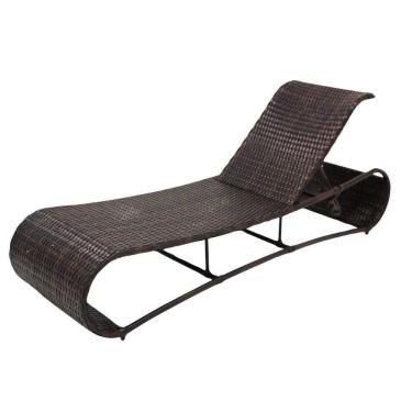 Imagem de Espreguiçadeira Em Alumínio E Fibra Sintética Encosto Reclinável Mesclado Argila