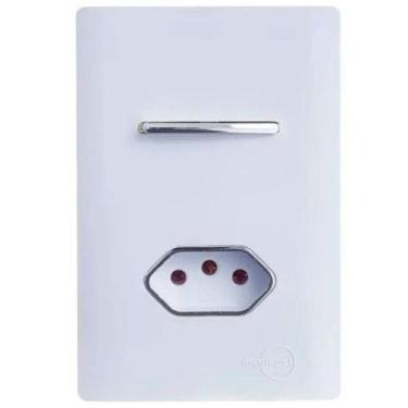 Imagem de Interruptor Novara Branco E Cromado 1 Tecla Simples E Tomada 20a 4x2 C