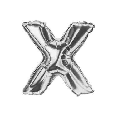Imagem de Balão Metalizado Prata Letra Decoração Festa 55 cm - Alia, Letra X