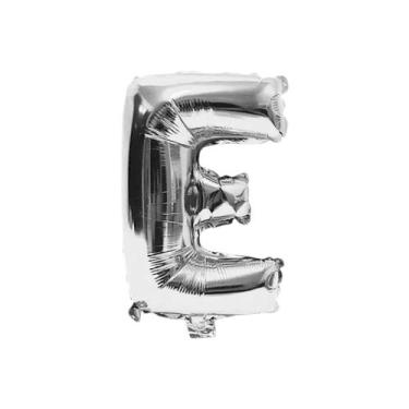 Imagem de Balão Metalizado Prata Letra Decoração Festa 55 cm - Alia, Letra E