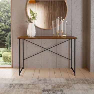 Imagem de Aparador Estilo Industrial 0,76 cm Miami KLM Móveis, Imbuia/ preto