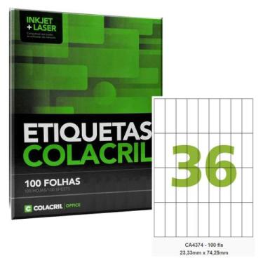 Imagem de Etiqueta Adesiva A4 CA4374 23,33 x 74,25 mm 100 Folhas Colac - ColaCri