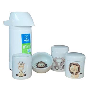 Imagem de Kit higiene bebê safari 5 Pçs - Porta Pente e TP Porcelana - Antilope 