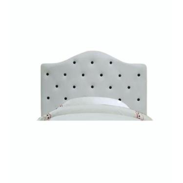 Imagem de Cabeceira Estofada Solteiro Branca Línea Poá - Brilhos