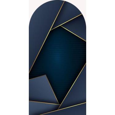 Imagem de Painel Sublimado Vertical Romano Formas Azul Escuro Detalhes Dourados 