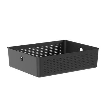 Imagem de Cesto Organizador Empilhável Multiuso 34x27x9cm Branco Flow Ou, Preto