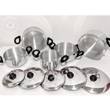 Imagem de Jogo Conjunto Panelas 5 Pçs Alumínio Grosso Brilho Espelhado - Grenada