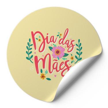 Imagem de 120 Etiquetas Auto Colante Adesivos Redondos Dias Das Mães Fundo Amare