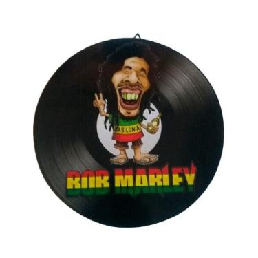 Imagem de Placa Disco de Vinil Decorativo em Madeira Star - Bob Marley - Retrofe