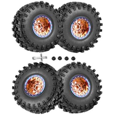 Imagem de RcarmubWow RC 2.2 Beadlock Wheels and Tires for 1/10 TRX4 Axia1 SCX10 Capra AMG 6x6 Redcat Gen8 Everest Gen7 Pro RC Crawler,Alunium 2.2 Beadlock Rims RC Wheels 2.2 Beadlock Tires,4pcs,Bronze