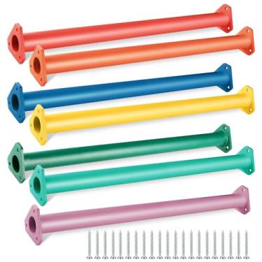 Imagem de JPOIP 7 Colors 22 Inch Steel Monkey Bars Ladder Rungs Set for Backyards Playground and Children Indoor and Outdoor Climbing Kit (7 Pack)