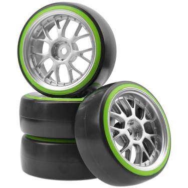 Imagem de HIRCQOO Hard Plastic Wheel Rims & Plastic Tires 12mm Hex Y-Shape Compatible with Traxxas HSP Tamiya Kyosho Himoto WLtoys Redcat 1/10 RC Drift Car