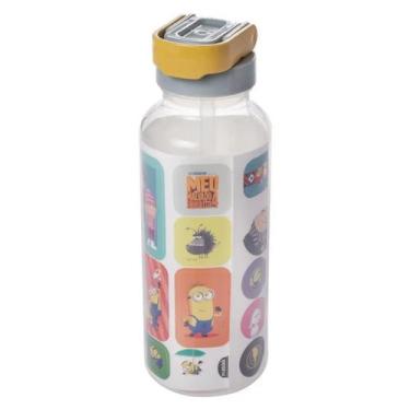 Imagem de Garrafa 600ml Fun com Tampa Automática e Adesivos Minions Personagem d