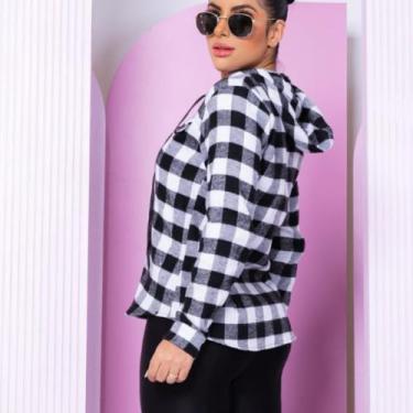 Imagem de Camisa Feminina Flanelada Xadrez Blusa Flanelado com Capuz - Mclube, P