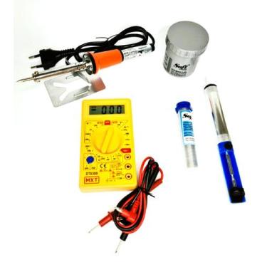 Imagem de Kit Ferro De Solda 60W 220v Multímetro Sugador Pasta Estanho - mxt