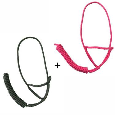 Imagem de Kit 2 Cabrestos de Corda de Poli Charruador Preto e Vermelho - DR Cour