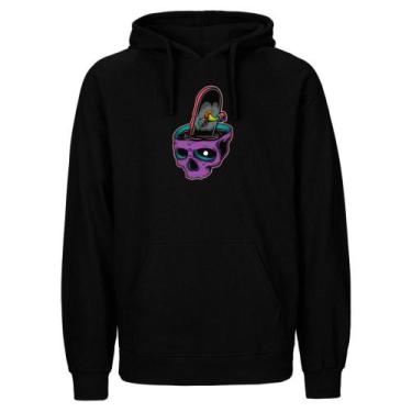 Imagem de Moletom Flanelado Unissex Estampado Blusa de Frio Canguru Preta - Rela